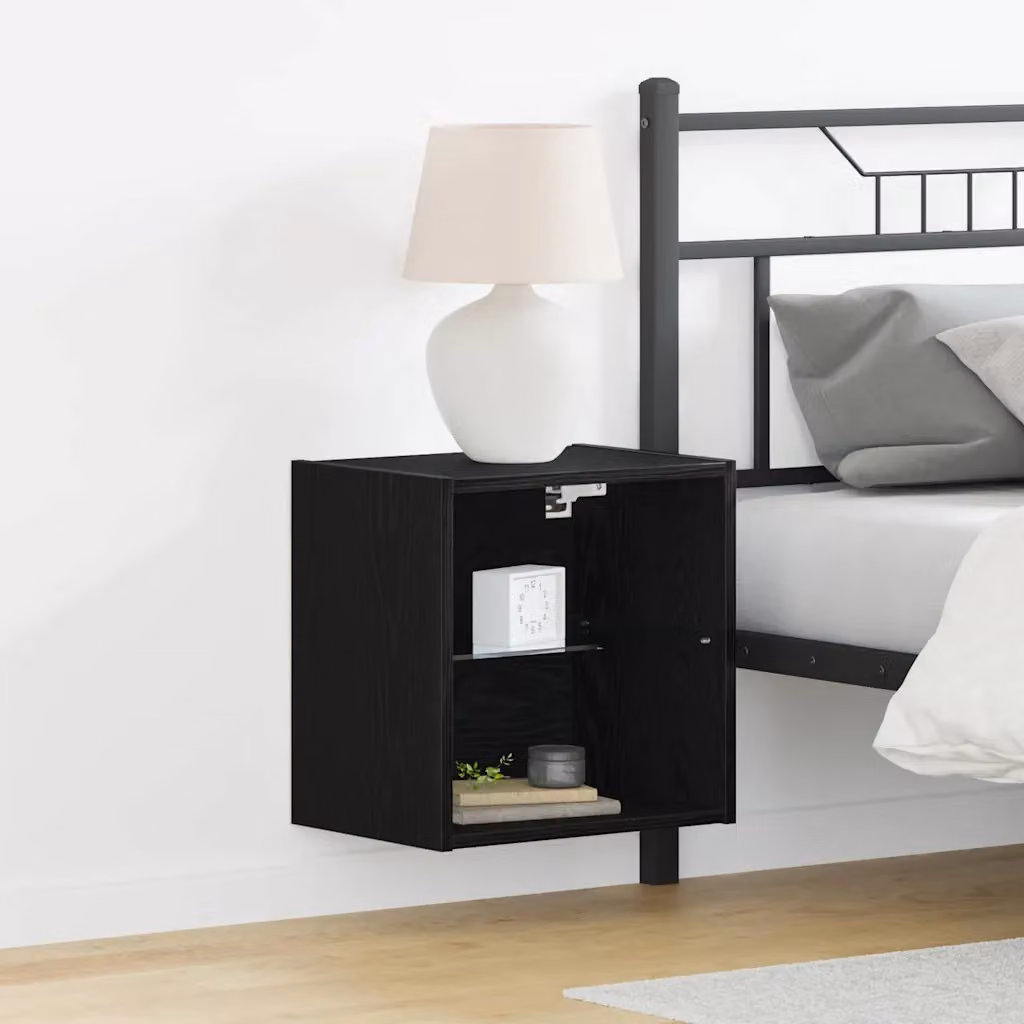 Set di 2 mensole galleggianti vidaXL con luce LED integrata, colore nero opaco, L 40 x P 28,5 x H 40 cm