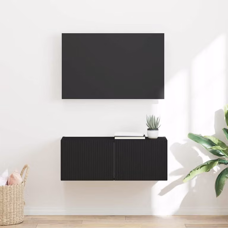 Mobile TV da parete vidaXL moderno in MDF nero L: 78,5 cm, P: 30 cm, H: 29,5 cm