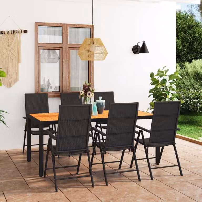 Maison Exclusive - Set da pranzo da giardino da 7 pezzi, nero e marrone