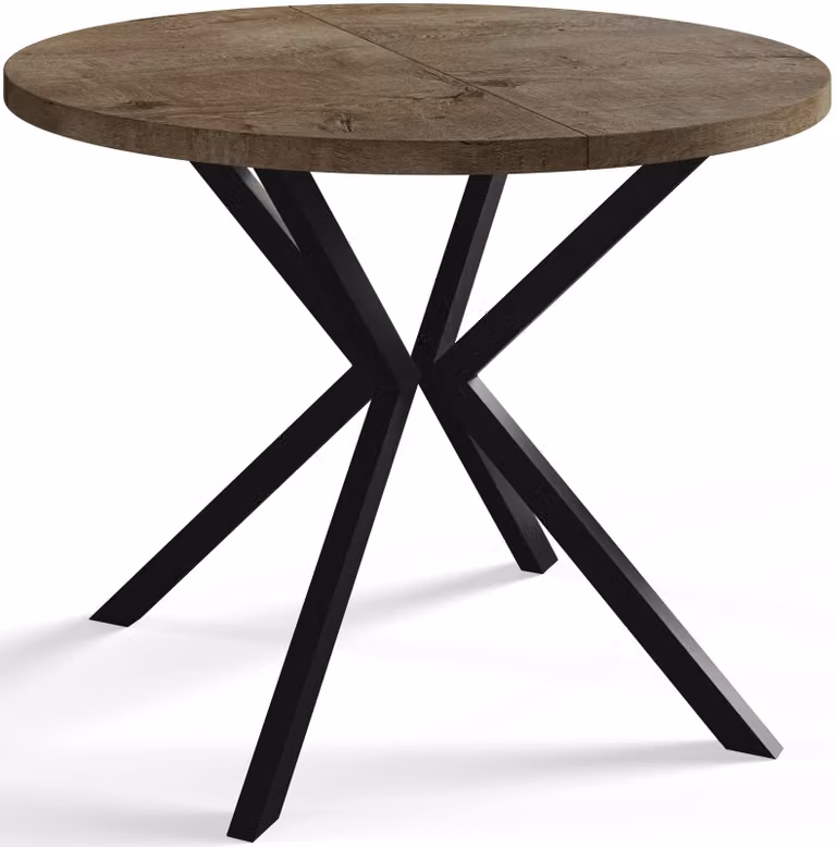 Alpi Moebel, Tavolo da Pranzo Rotondo, Tavolo da Cucina Allungabile, Diamentro: 90-170 cm, Gambe in Metallo Nere, Marmo, Collezione Loft Liten