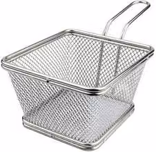 Cestello per frittura monoporzione quadrato Ilsa in acciaio inox 18/10 color argento L/P/H: 12 x 12 x 7 cm