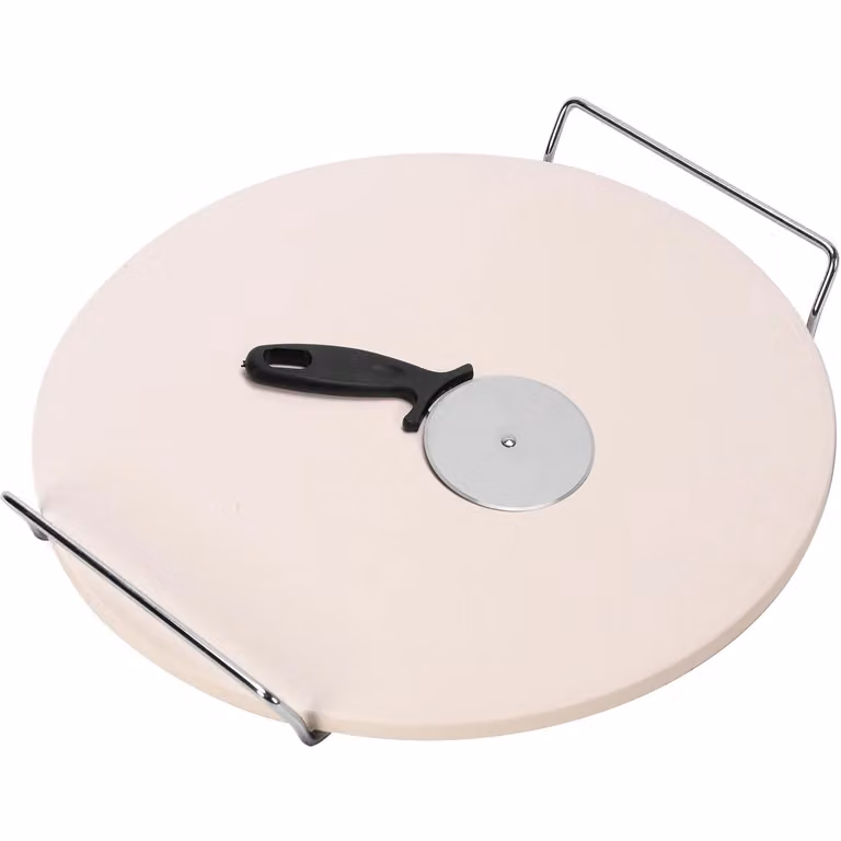 Pietra refrattaria per pizza Gusto Casa in cordierite beige con taglia pizza, Diametro: 33 cm, Spessore: 1 cm