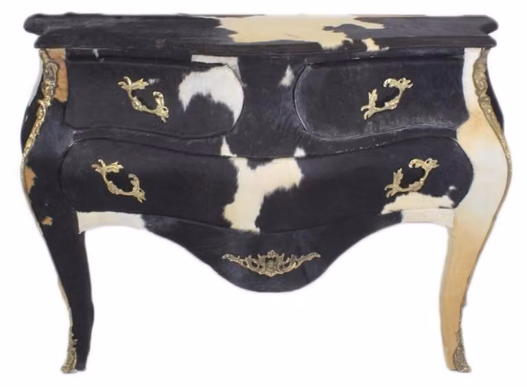 Casa Padrino Cassettone barocco in vacchetta nero/bianco 120 cm - Mobili stile antico