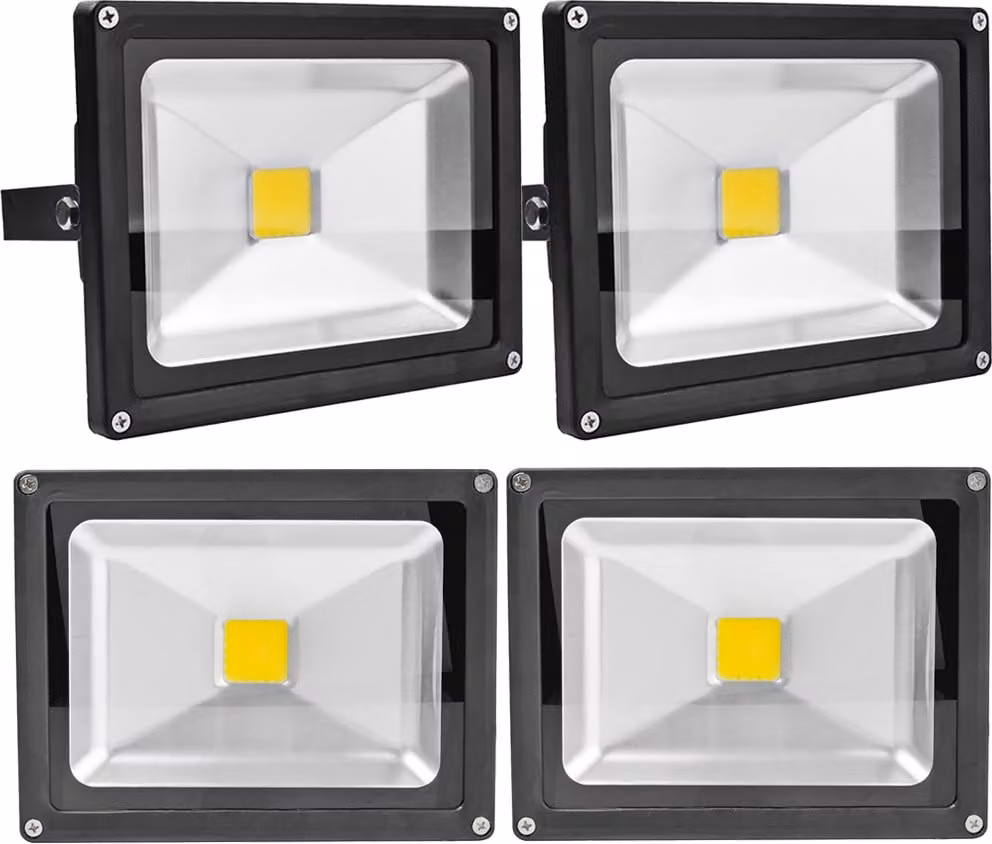 Greenmigo Proiettore LED 4x20W per esterni 230V IP65 impermeabile, luce bianca fredda, illuminazione esterna per giardino, garage, campo sportivo, hotel