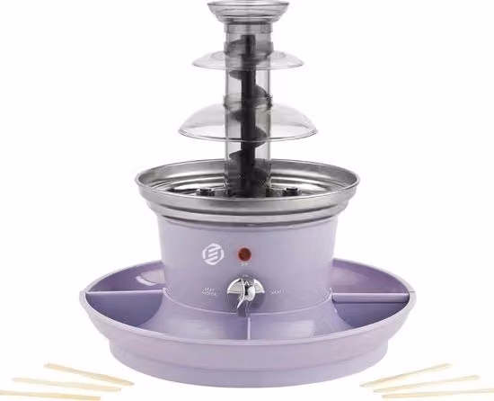 Fontana per cioccolato Equivera viola in plastica con capacità di 3,0 l