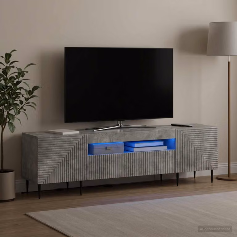 Mobile TV LED vidaXL HAARLEM Grigio con illuminazione integrata L 153 x P 35 x H 43 cm