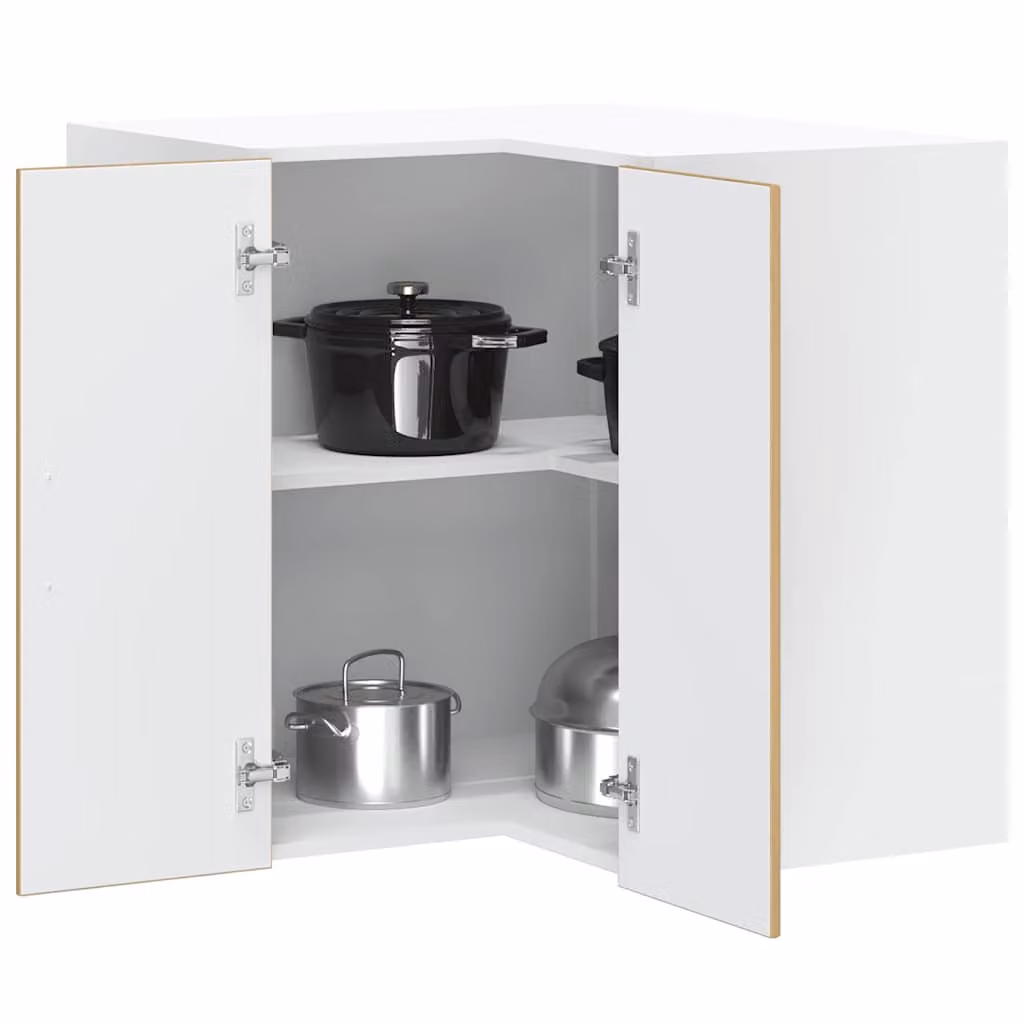 Pensile da cucina ad angolo moderno vidaXL in MDF bianco e marrone con ante a battente