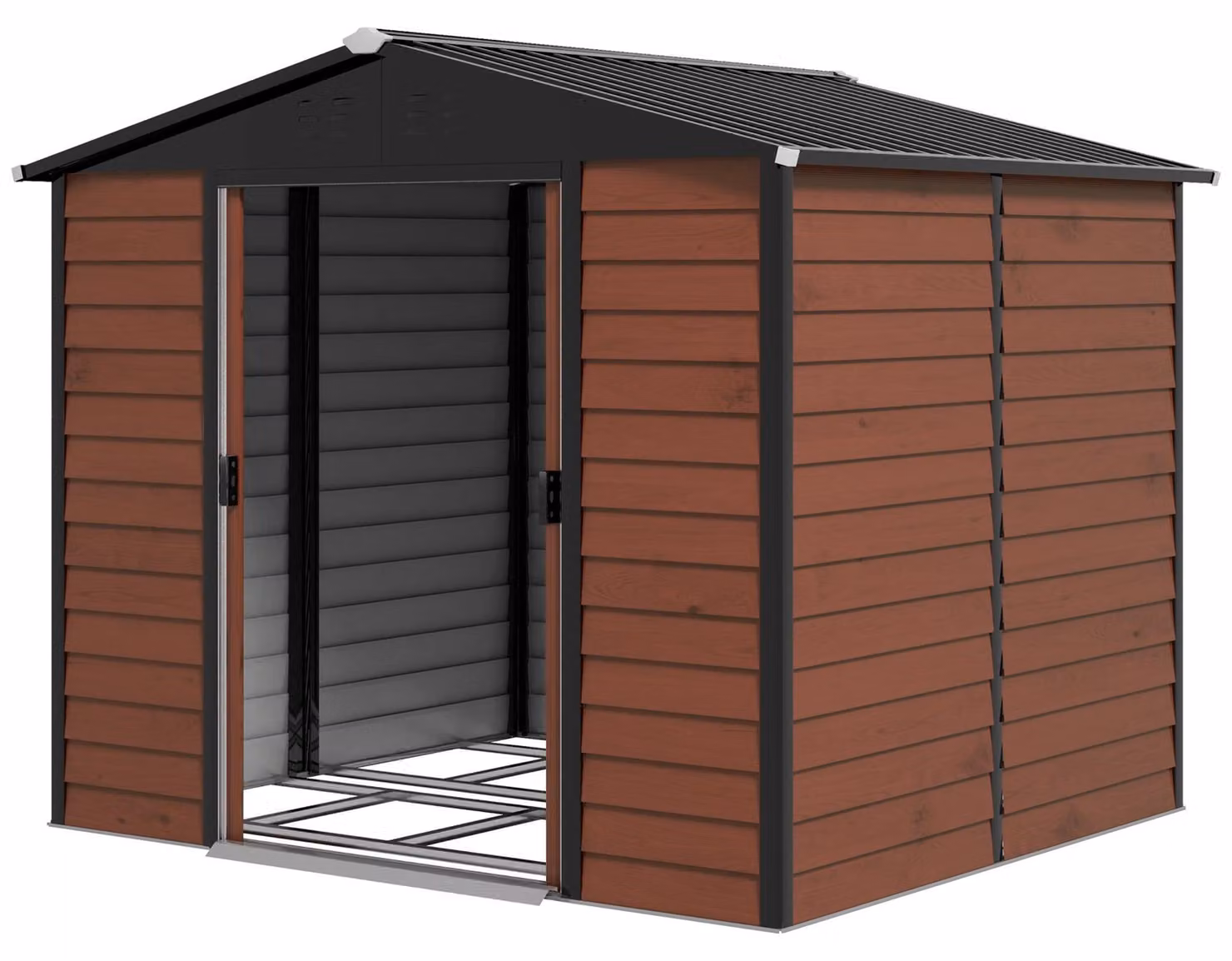 Capanno per attrezzi in metallo | Colore: marrone-nero | Dimensioni: 206x240x198 cm