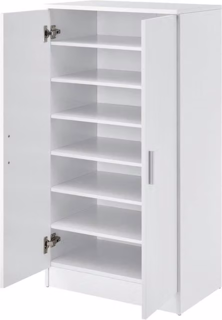 Scarpiera Armadio Portascarpe Notribontaa en.casa con 7 Scomparti e Ante a Battente, Bianco, L: 108 cm, P: 55 cm, H: 35 cm