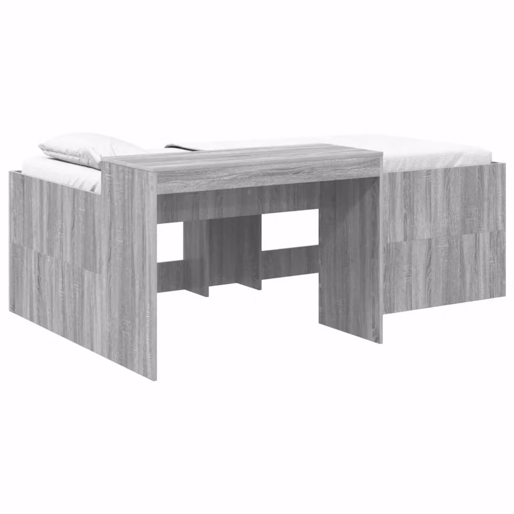 Letto alto per bambini con scrivania vidaXL in legno ingegnerizzato grigio, L/P/H: 190 x 90 x 193 cm – 2