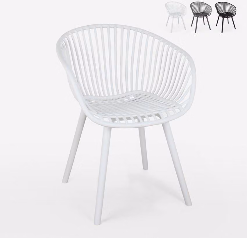 Sedia moderna con braccioli per sala da pranzo, giardino, cucina Philis - Bianco