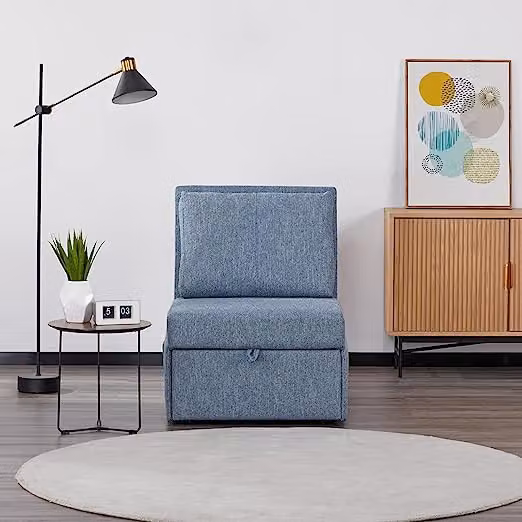 Poltrona Pouf Letto Singolo con Materasso SOFY Blu