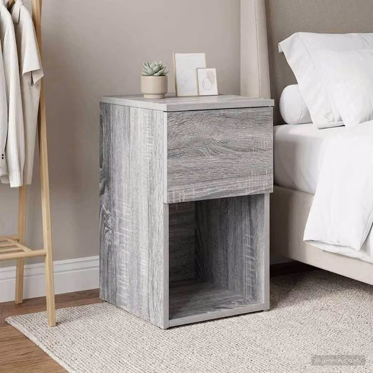 Armadietto per letto vidaXL in stile moderno, colore grigio, L 29 cm x P 31,5 cm x H 49 cm