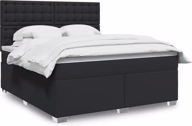 Letto matrimoniale vidaXL con materasso ibrido e struttura in similpelle nera L/P: 180 x 200 cm – 1