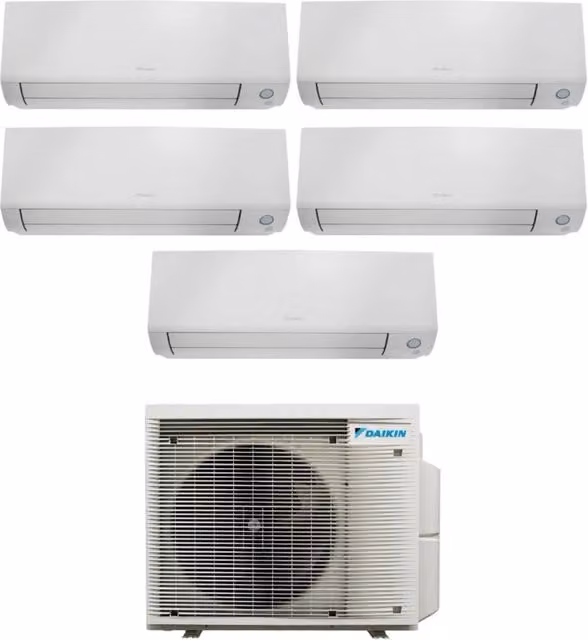 Climatizzatore Condizionatore Daikin Bluevolution Penta Split Inverter serie PERFERA ALL SEASON 9+9+12+12+12 con Wi-Fi Integrato Colore Bianco