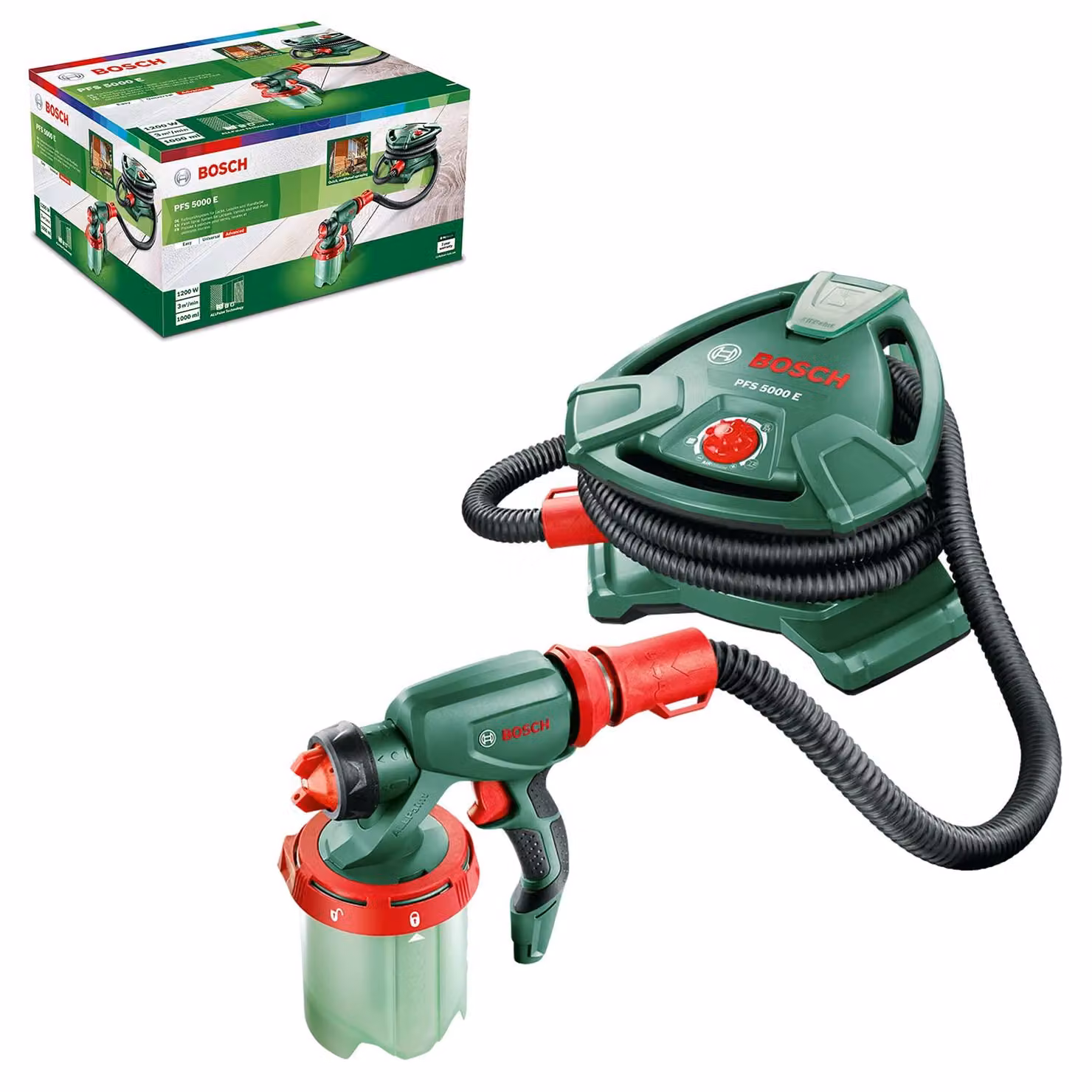 Bosch Home and Garden, sistema di verniciatura a spruzzo PFS 5000 E (2 serbatoi da 1000 ml, ugello per...)