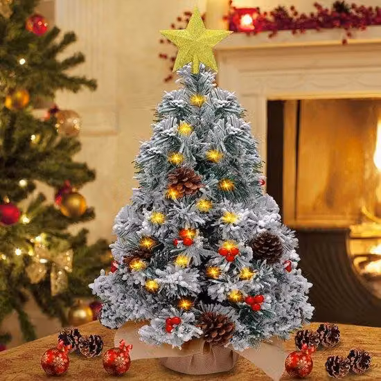 Mini albero di Natale artificiale - Lampada a candela artificiale compatta - Decorazioni natalizie