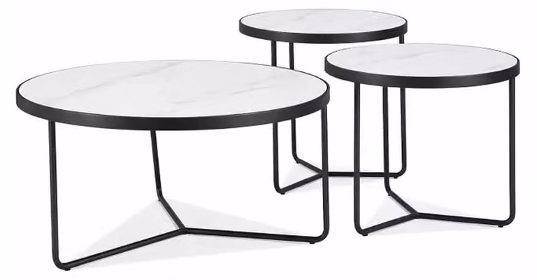 FURNLUX, tavolino da caffè Demeter, bianco, 80 cm (confezione da 3 pezzi) / Colore principale: / Dimensioni: