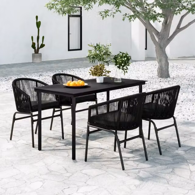 Set da Pranzo per Giardino 5 pz Nero 3099223