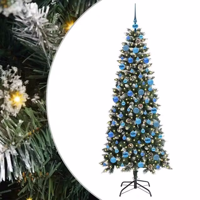 Albero di Natale Artificiale-Albero Natalizio con 300 LED Verde 180 cm 728826