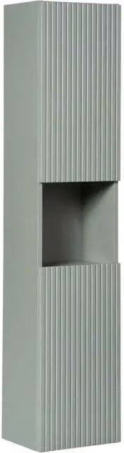 Colonna bagno sospesa ELVINA Meublorama con 2 ante e ripiani interni, colore verde opaco, H: 140 cm – 1
