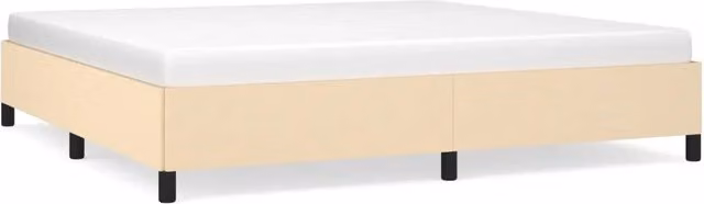 Letto matrimoniale DESIGN IN in tessuto beige con struttura a doghe in legno L/P/H: 200 x 200 x 35 cm