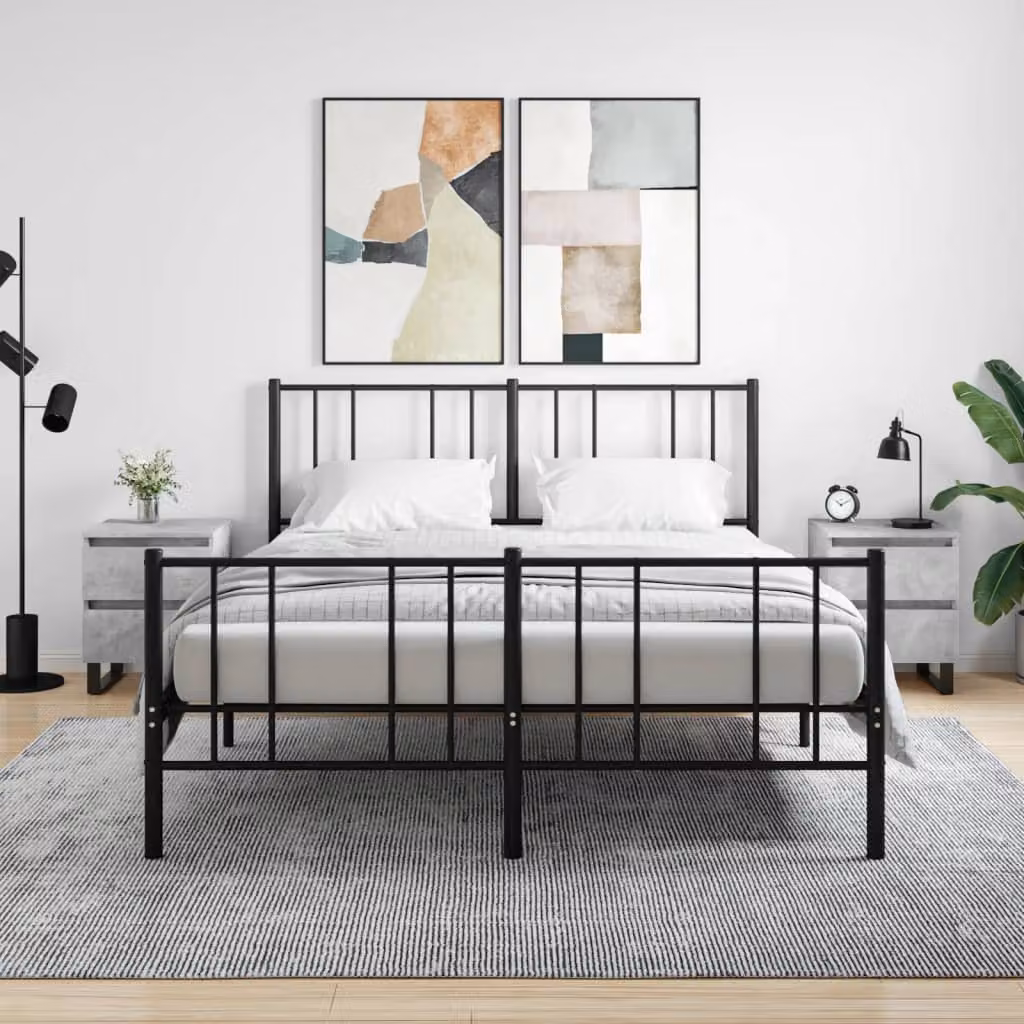 Set di 2 comodini sospesi vidaXL in legno e metallo, colore grigio cemento, L 40 cm x P 35 cm x H 50 cm