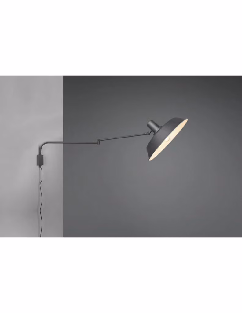 Applique Bolder Trio Leuchten nera orientabile in metallo con attacco E27, L 35 cm – 2