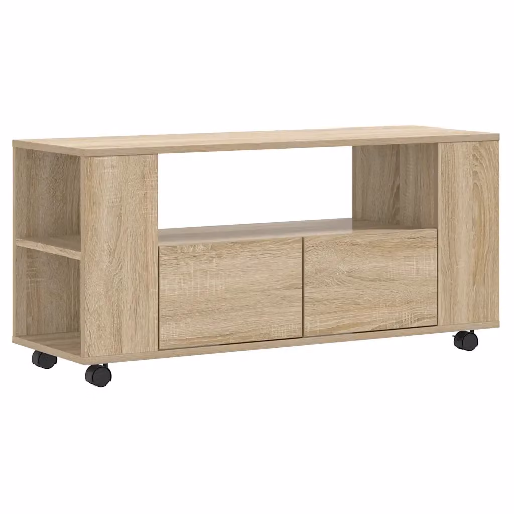 Mobile porta TV moderno HELLOSHOP26 in legno composito rovere color beige L: 102 cm, P: 34,5 cm, H: 43 cm – 2