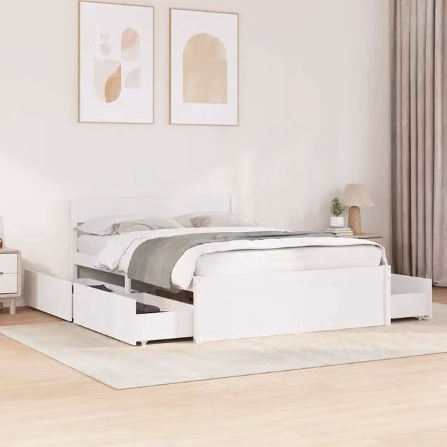 Letto senza Materasso Bianco 120x200 cm Legno Massello di Pino 3282352