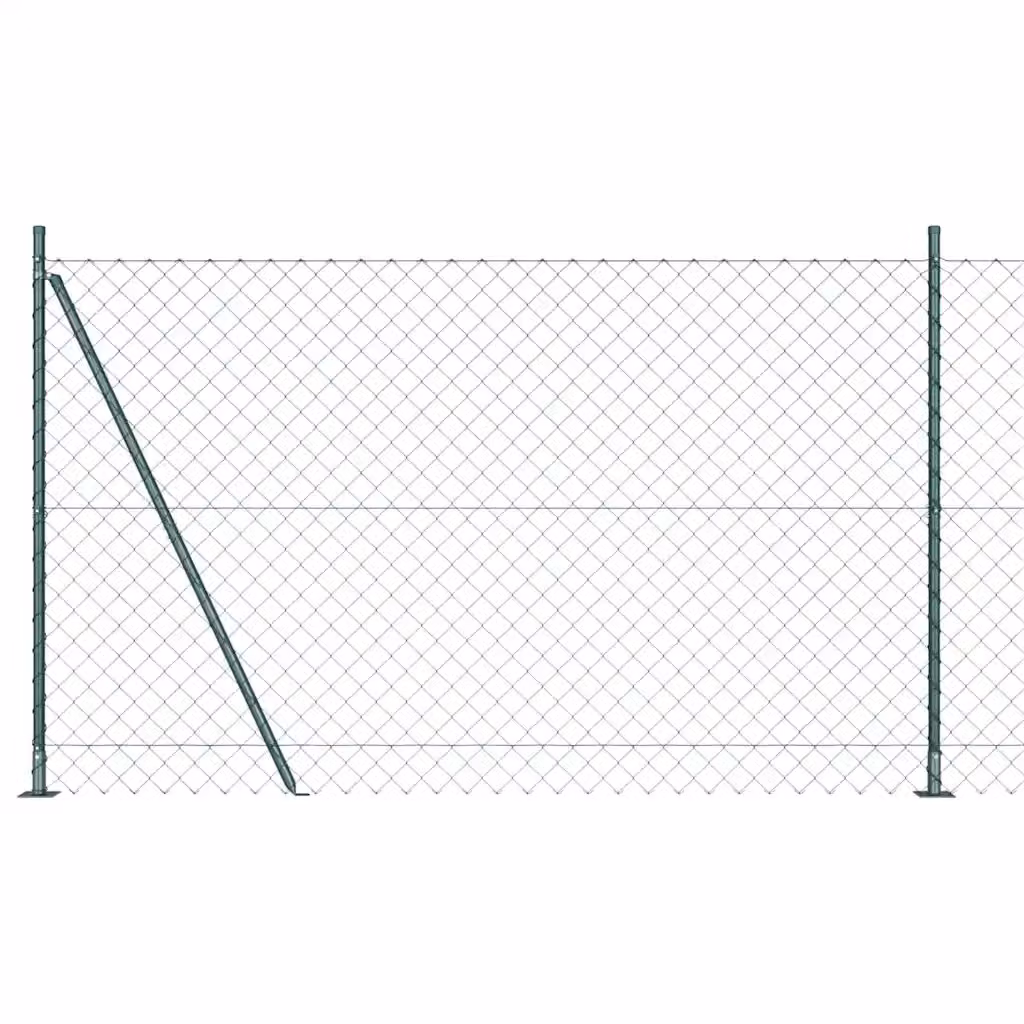 Recinzione a maglie vidaXL con base in cemento verde rivestita in PVC e pali in acciaio L: 25 m, H: 1,5 m – 2