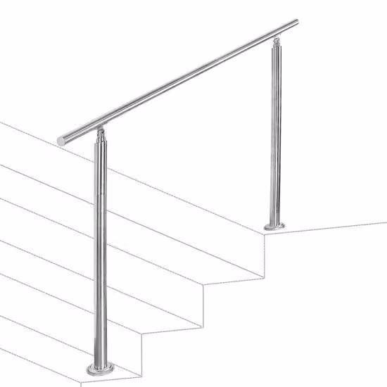 Scala antiscivolo da 120 cm con 0 traversini, montanti in acciaio inossidabile color argento. Set di facile installazione, adatto a tutte le scale