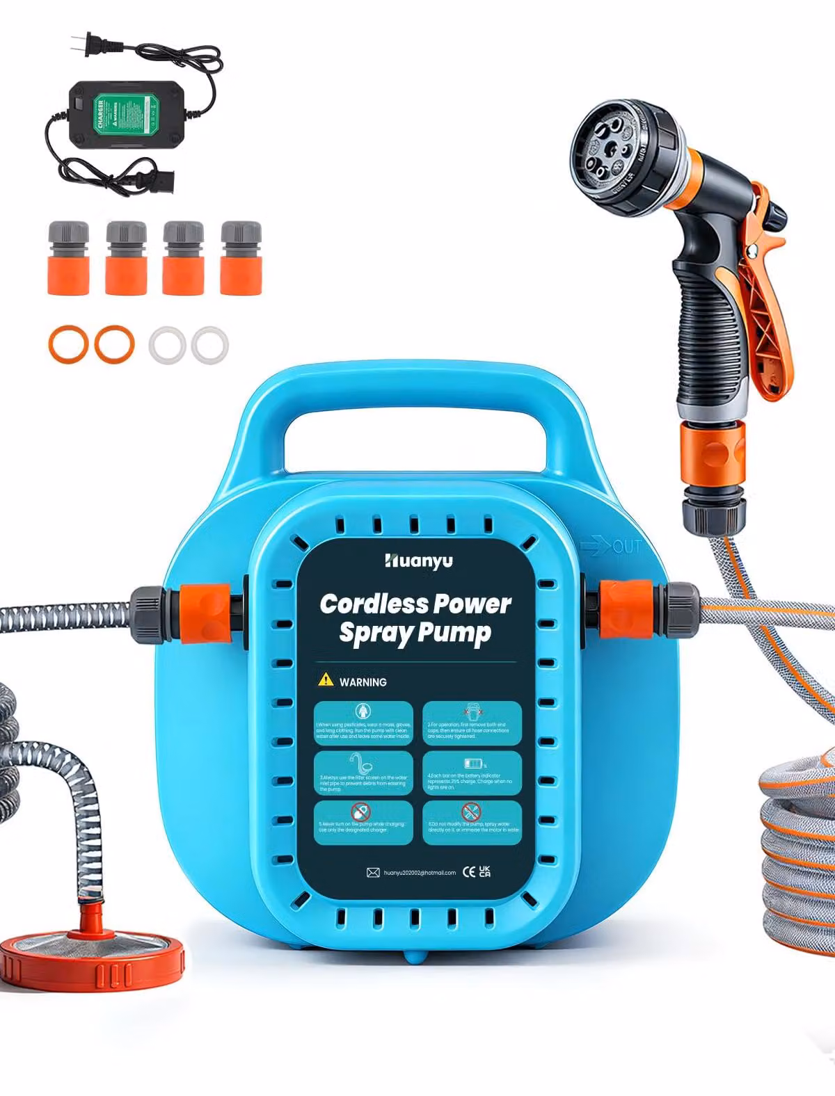Pompa per acqua portatile, batteria da 12 Ah, altezza di sollevamento di 55 metri, portata di 12 litri al minuto