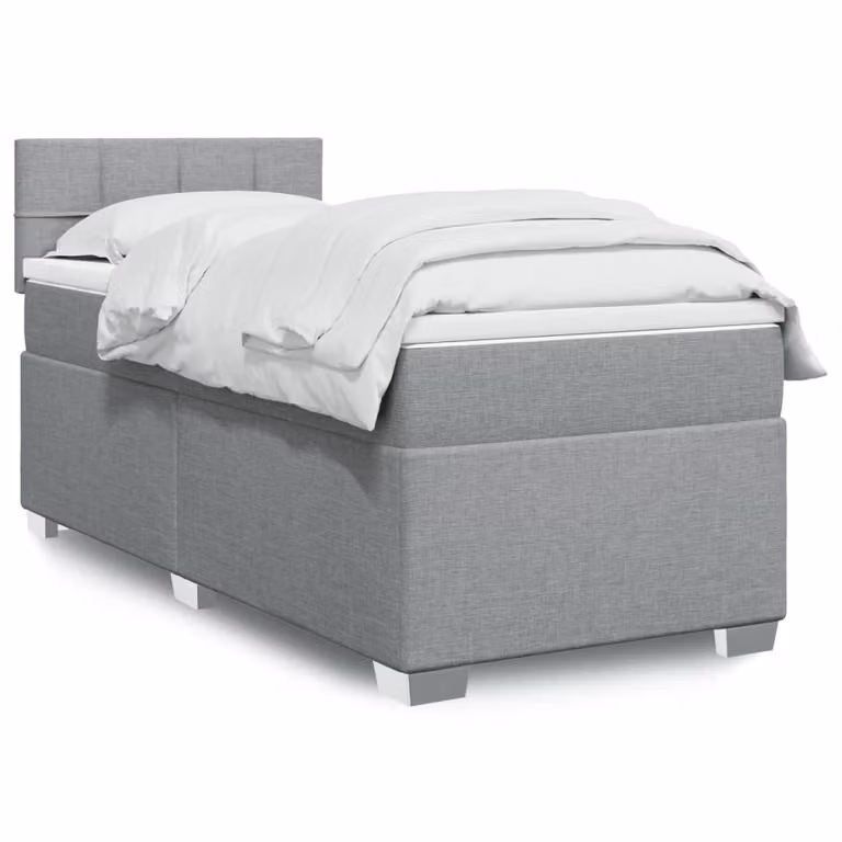 vidaXL Giroletto a Molle Ibrido con Materasso in Tessuto Grigio Chiaro e Bianco L/P/H: 90 x 190 cm