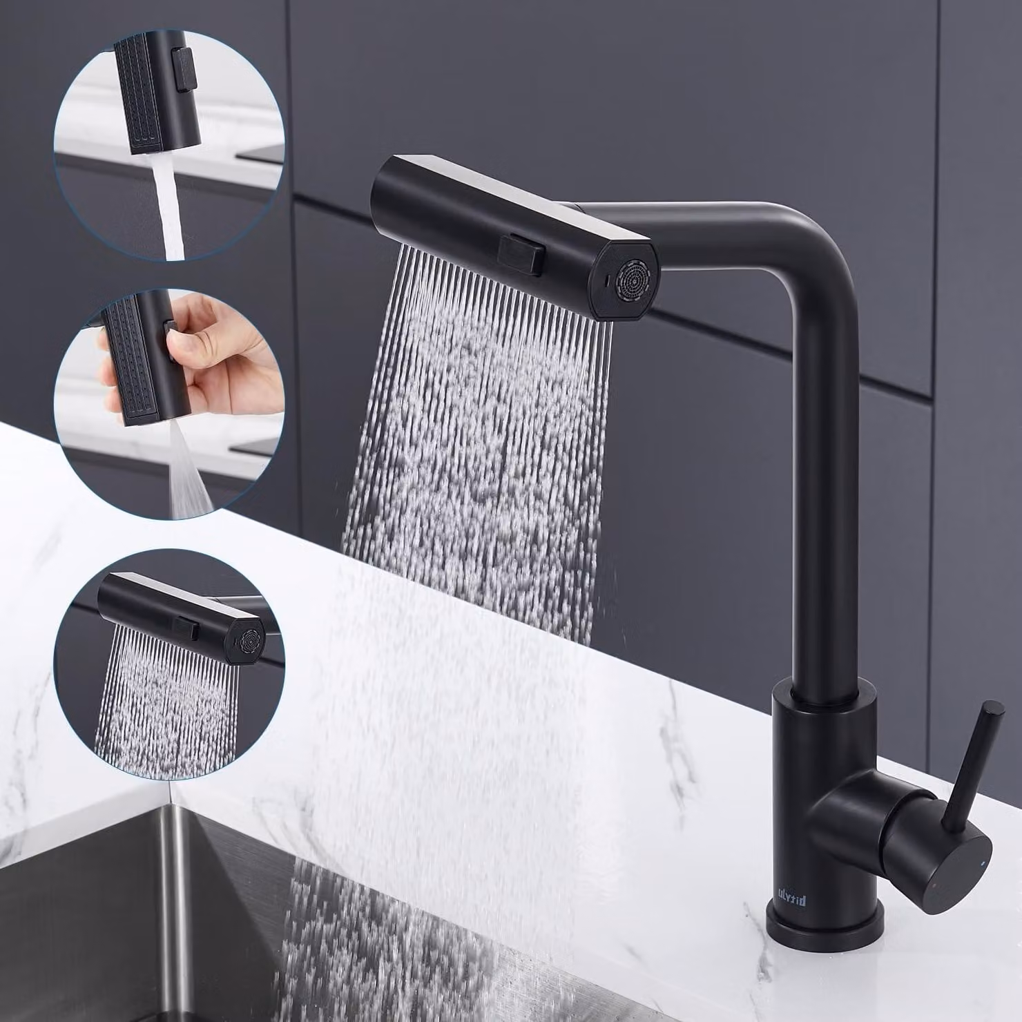 Rubinetto da cucina con doccetta e rotazione a 360°