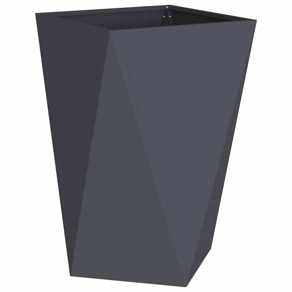 Set di 2 fioriere moderne HELLOSHOP26 in acciaio colore antracite per esterni L/P/H: 50 x 50 x 75 cm – 2