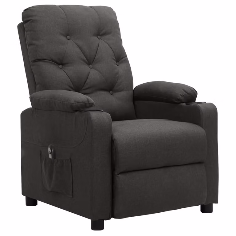 vidaXL Poltrona relax elettrica in tessuto grigio scuro