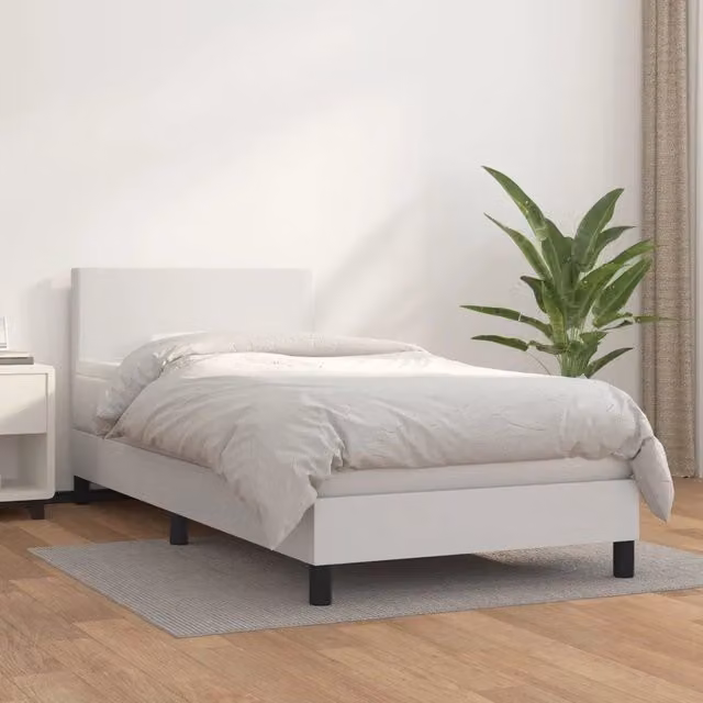 Letto a Molle Ibrido con Materasso vidaXL in Similpelle Bianco L/P/H: 100 x 200 x 203 cm – 1