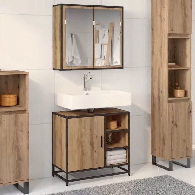 Set di mobili per il bagno 2 pz Rovere artigianale 3402403