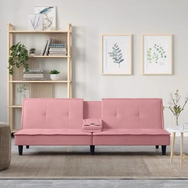 Divano Letto Moderno in Velluto Rosa vidaXL – 1
