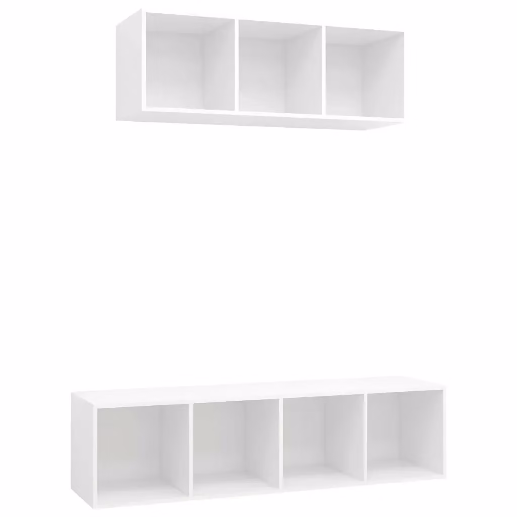 Set di mobili porta TV da 2 pezzi vidaXL in legno multistrato bianco per soggiorno – 2