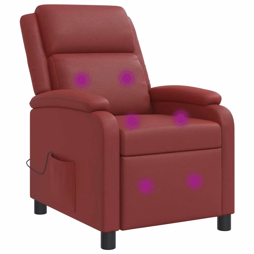 Poltrona relax reclinabile vidaXL in similpelle rossa con braccioli per adulti – 2