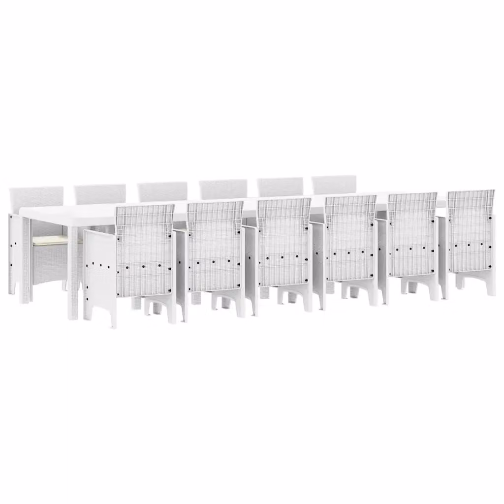 Set da pranzo per giardino e terrazzo vidaXL in rattan bianco con 13 pezzi e cuscini rimovibili – 2