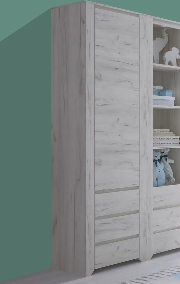 Armadio a 1 anta con cassetti larghezza 56 cm rovere bianco