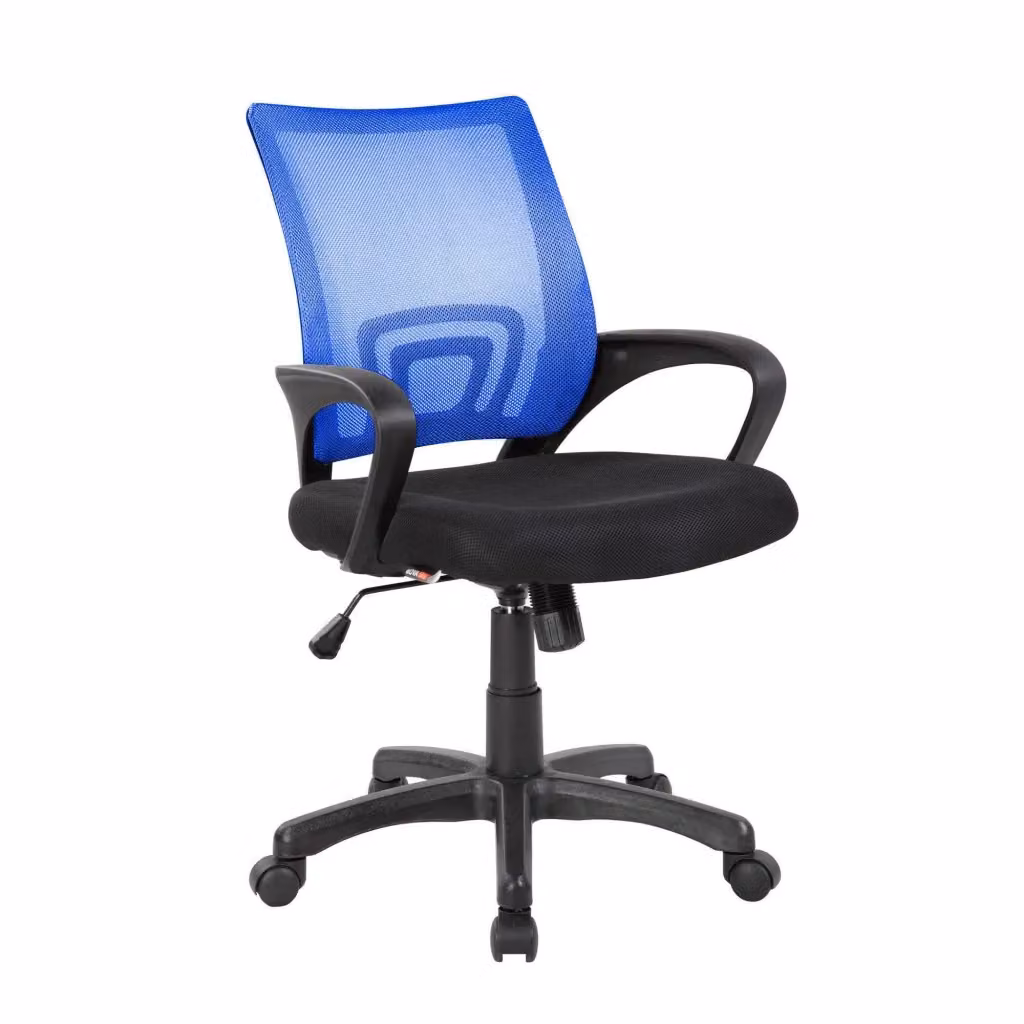 Sedia da ufficio operativa DMORA Reticolo con braccioli e seduta ergonomica, L: 59 cm, P: 54 cm, H: 90/100 cm, Nero e Blu – 2