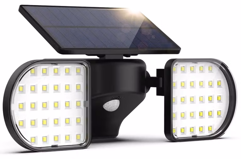 Lampada solare da esterno con 56 LED, sensore di movimento, batteria da 2200 mAh, grado di protezione IP65