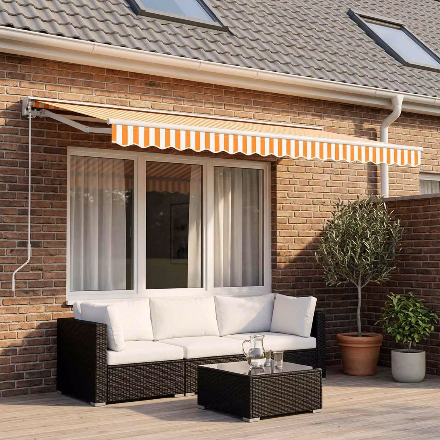vidaXL Tessuto di ricambio Tenda da Sole Arancione e Bianco 500x300 cm