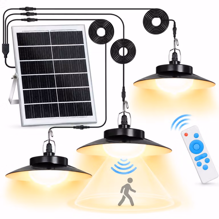 Luce solare LED a sospensione lampade solari per esterni interni rilevatore di movimento Luce solare LED a sospensione luci solari a sospensione per padiglioni garage ripostigli