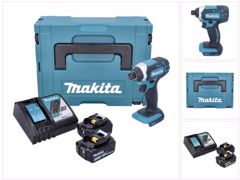 Makita DTD 152 RTJ 18V Avvitatore ad impulsi a batteria in valigetta Makpac + 2x Batterie BL 1850 5,0 Ah + Caricatore rapido DC 18 RC