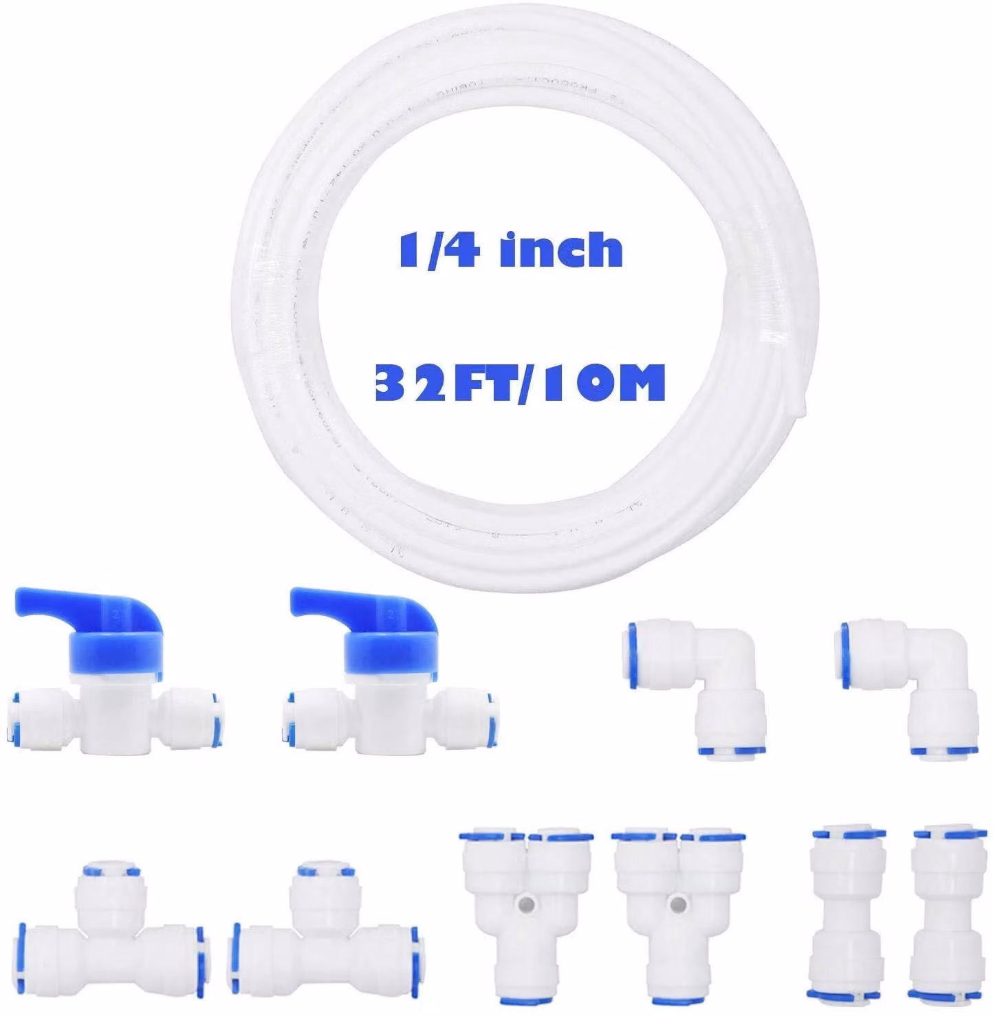 Tubo di collegamento per frigorifero 10M - Connessioni da 1/4 di pollice - Tubo per filtro acqua - Uso versatile - Facile da installare - Inclusi raccordi - Tubo dell'acqua